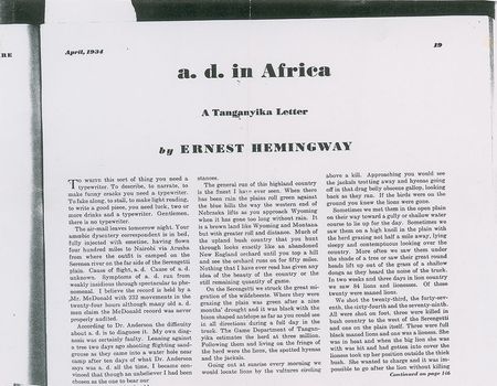 Lot #588 Ernest Hemingway: Death on the Serengeti: a photograph taken by Hemingway and published in Esquire - Image 5
