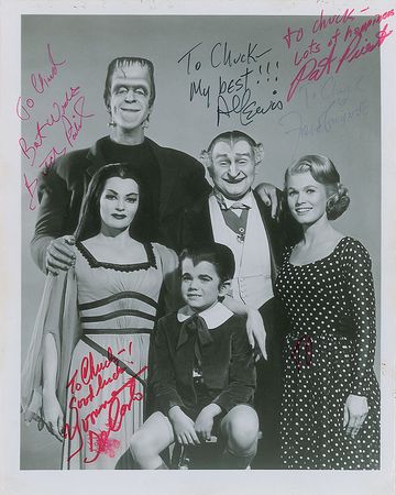 Lot #740 The Munsters: Ultra-rare cast-signed portrait of Mockingbird Lane's friendly monsters - Image 1