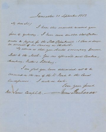 Lot #22 James Buchanan Handwritten Letter Signed