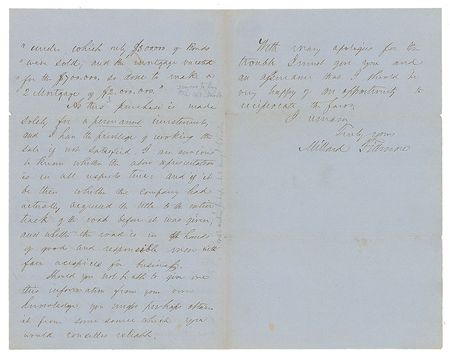 Lot #19 Millard Fillmore Handwritten Letter Signed - Image 2