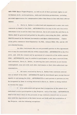 Lot #403 Mercury Astronauts: Grissom and fellow Mercury astronauts secure a literary agent in 1965 - Image 4