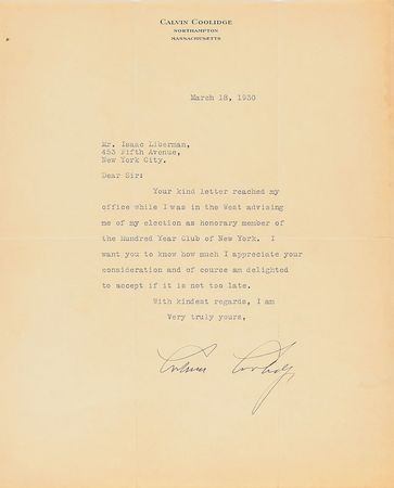 Lot #88 Calvin Coolidge - Image 1