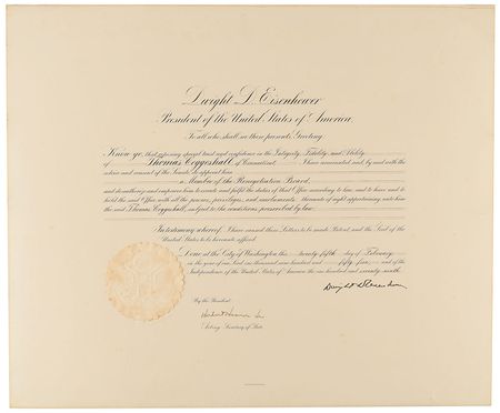 Lot #56 Dwight D. Eisenhower Signed Document - Image 1