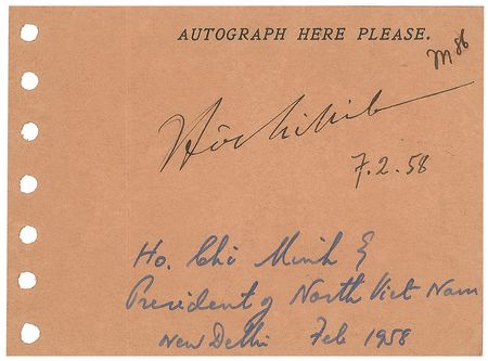 Lot #165 Ho Chi Minh: Rare 1958 autograph of Ho Chi Minh, president of North Vietnam - Image 1