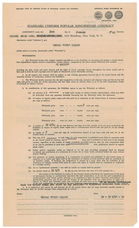 Lot #694 Fats Waller Signed Document - Image 2