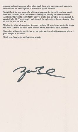 Lot #77 George W. Bush Souvenir Typescript - Image 1