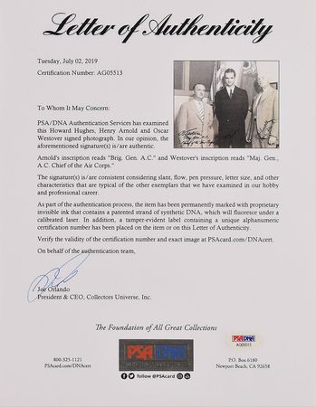 Lot #385 Howard Hughes: Oversized photo of Hughes visiting the Army Air Corps - Image 3