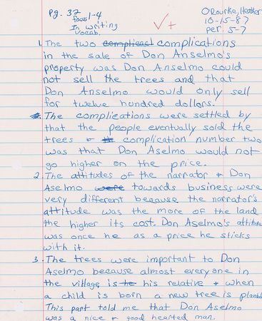 Lot #845 Heather O'Rourke Homework - Image 1
