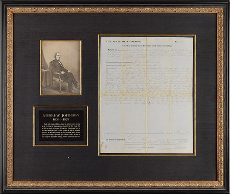 Lot #34 Andrew Johnson Signed Document - Image 1