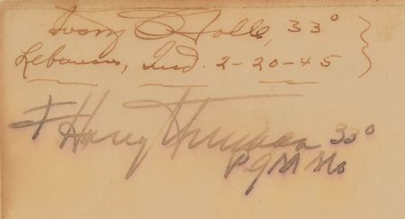 Lot #54 Harry S. Truman: Truman signs as a 33rd degree Mason - Image 3