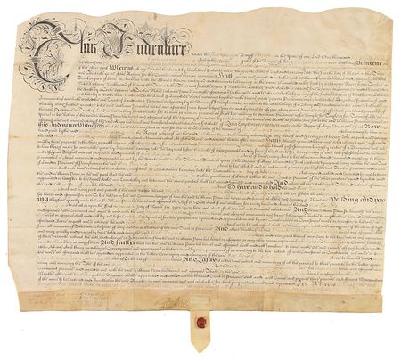 Lot #143 William Penn: Indenture from the same year he acquired Pennsylvania from King Charles II - Image 1