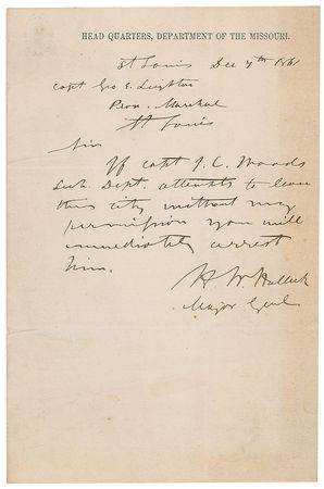 Lot #278 Henry W. Halleck Handwritten Letter Signed - Image 1