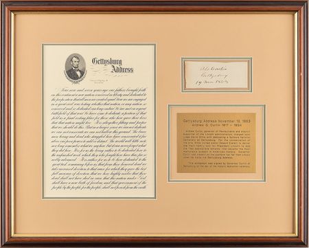 Lot #110 Abraham Lincoln: Andrew Curtin: Signed on the day of the Gettysburg Address - Image 1