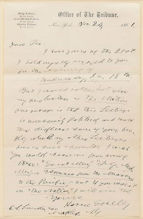 Lot #216 Horace Greeley Handwritten Letter Signed - Image 2