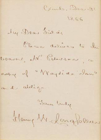 Lot #611 Henry Wadsworth Longfellow: Longfellow orders the delivery of Tales of a Wayside Inn - Image 2