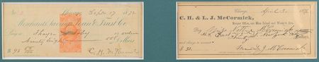 Lot #364 Cyrus and Leander McCormick Checks - Image 2