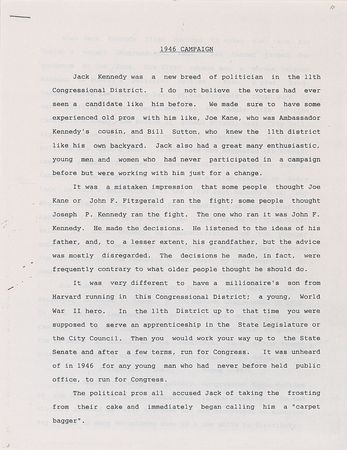 Lot #11 John F. Kennedy 1946 Congressional Campaign Lot of (3) Dave Powers Documents - Image 5