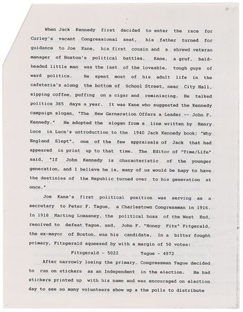 Lot #11 John F. Kennedy 1946 Congressional Campaign Lot of (3) Dave Powers Documents - Image 6