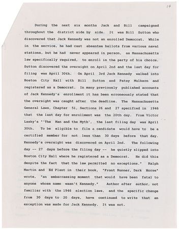 Lot #11 John F. Kennedy 1946 Congressional Campaign Lot of (3) Dave Powers Documents - Image 9