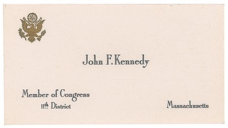Lot #12 John F. Kennedy Congressional Calling Card and Full Stationery Pad - Image 2