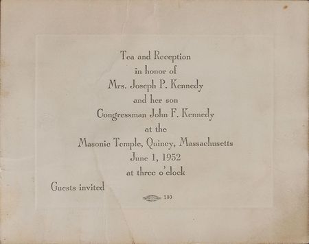 Lot #15 John F. Kennedy Senatorial Campaign Lot: Silk Scarf, 'Tea' Invitation, Campaign Poster vs. Lodge - Image 2