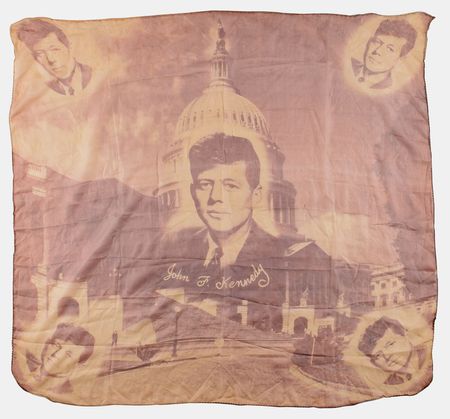 Lot #15 John F. Kennedy Senatorial Campaign Lot: Silk Scarf, 'Tea' Invitation, Campaign Poster vs. Lodge - Image 3