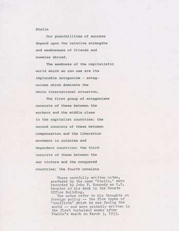 Lot #16 John F. Kennedy Lot of (5) Autograph Manuscripts in Ink with Typed Transcripts as U.S. Senator - Image 7