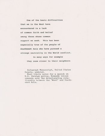 Lot #16 John F. Kennedy Lot of (5) Autograph Manuscripts in Ink with Typed Transcripts as U.S. Senator - Image 17