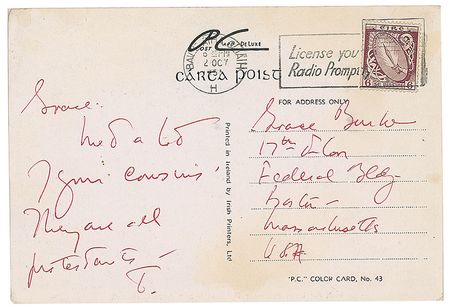 Lot #19 Sen. John F. Kennedy 1955 (2) Autograph Postcards from Ireland to Secretary Grace Burke - Image 2