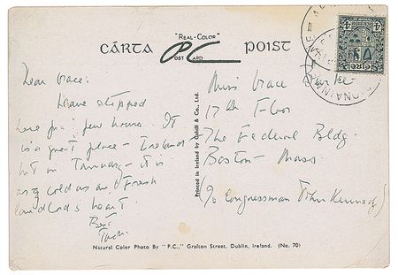 Lot #19 Sen. John F. Kennedy 1955 (2) Autograph Postcards from Ireland to Secretary Grace Burke - Image 4