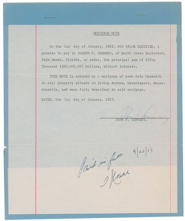 Lot #20 Sen. John F. Kennedy 1957 Hyannisport