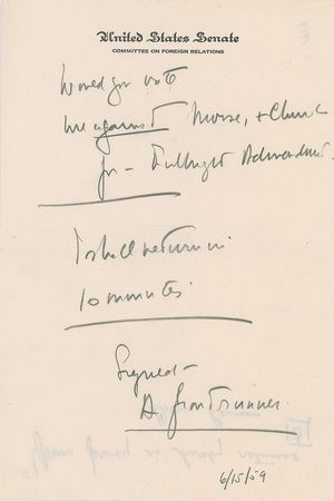Lot #21 Sen. John F. Kennedy 1959 Autograph Note