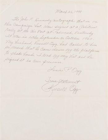 Lot #25 John F. Kennedy Signed 1960 Presidential Campaign Hat and (2) Signed Brochures - Image 3