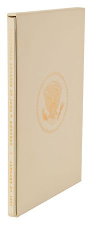 Lot #34 John, Jacqueline, and Caroline Kennedy Inscribed Inaugural Address (Inscribed to His Father Joe Sr.) with Ticket and Photograph - Image 4