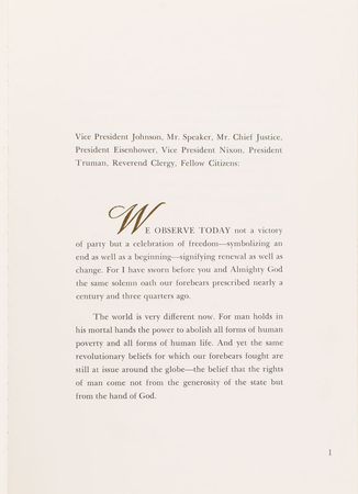 Lot #34 John, Jacqueline, and Caroline Kennedy Inscribed Inaugural Address (Inscribed to His Father Joe Sr.) with Ticket and Photograph - Image 7