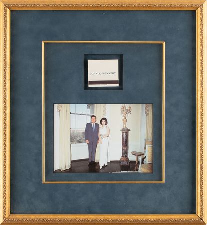 Lot #35 John F. Kennedy's Personal 1962 Cigar Box with Inlaid Presidential Seal and 2 Cigars, Official Presidential Placecard, and Matchbook Display - Image 6