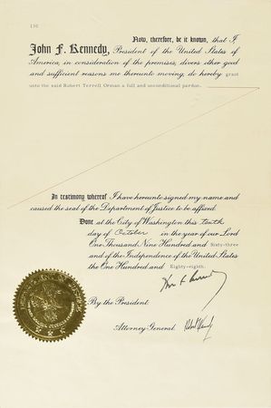 Lot #56 President John F. Kennedy and Attorney General Robert Kennedy Signed Pardon with Jacques Lowe Photograph - Image 1