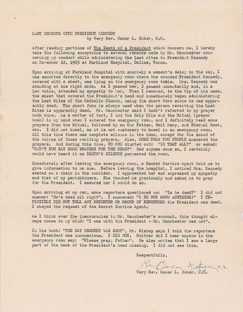 Lot #60 Dave Powers Archive of 10 Documents Pertaining to the Assassination of President Kennedy - Image 11
