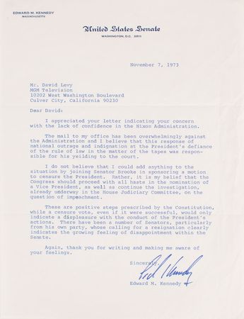 Lot #68 Ted Kennedy Memorabilia Including Signed Book, TLS, and Eulogies - Image 3