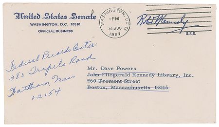Lot #66 Robert F. Kennedy 1967 TLS to Dave Powers, Adding in Ink the Question: 