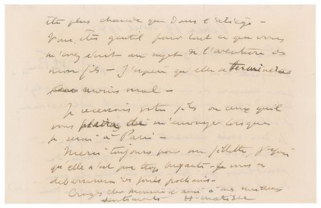Lot #375 Henri Matisse: Matisse writes from Vence, the future site of his chapel - Image 2