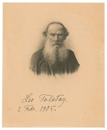 Lot #422 Leo Tolstoy: Boldly signed portrait of the War and Peace scribe - Image 1
