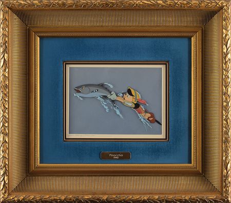 Lot #834 Pinocchio and Fish production cel from Pinocchio: Vivid cel from Pinocchio's Pleasure Island sequence - Image 2