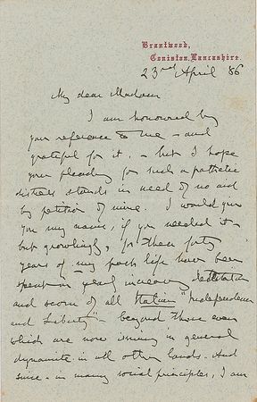 Lot #439 John Ruskin Handwritten Letter Signed - Image 1
