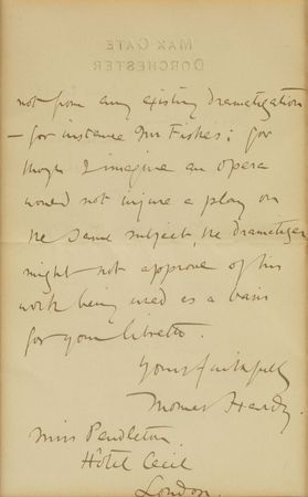 Lot #408 Thomas Hardy: Hardy on an adaptation of Tess of the d'Urbervilles - Image 2