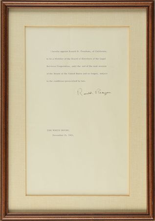 Lot #49 Ronald Reagan Signed Document - Image 1