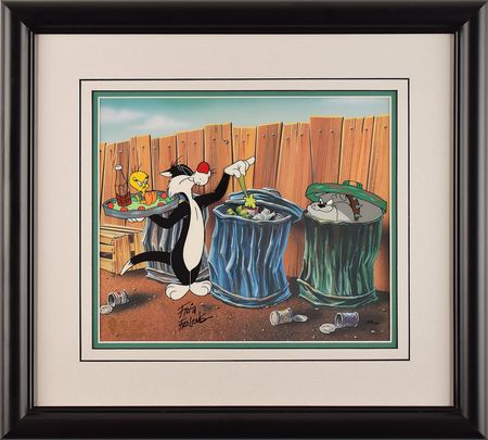 Lot #962 Sylvester, Tweety, and Spike limited edition cel signed by Friz Freleng Limited Edition Cel - Image 2