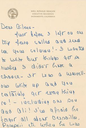 Lot #109 Nancy Reagan Handwritten Letter Signed - Image 1