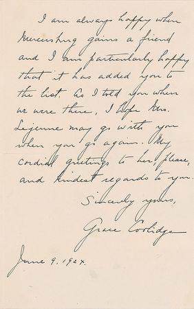 Lot #73 Grace Coolidge Handwritten Letter Signed - Image 2