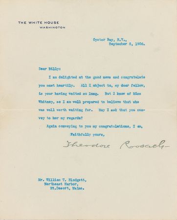 Lot #27 Theodore Roosevelt Typed Letter Signed